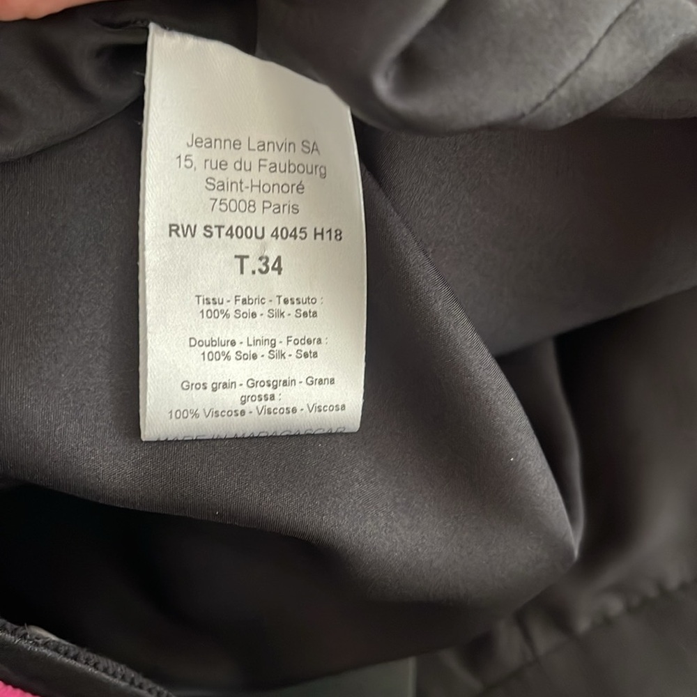 LANVIN black with pink raw edge layered silk midi skirt XXS NEW - Picture 6 of 6